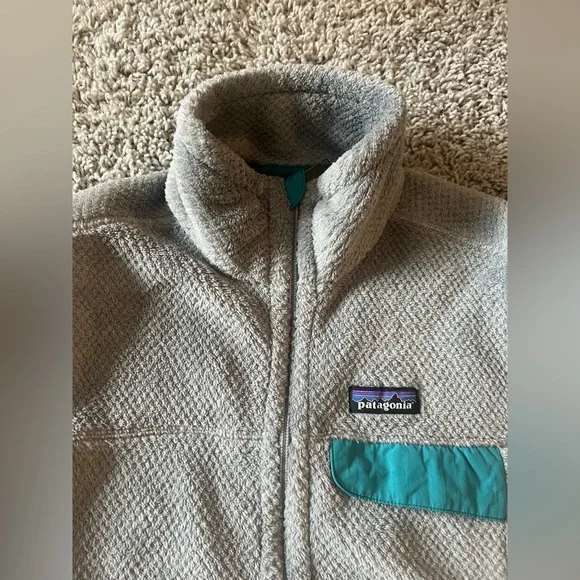 Patagonia Women’s Retro-X Fleece Vest – Gray with Teal Trim, Size Medium - Picture 6 of 7